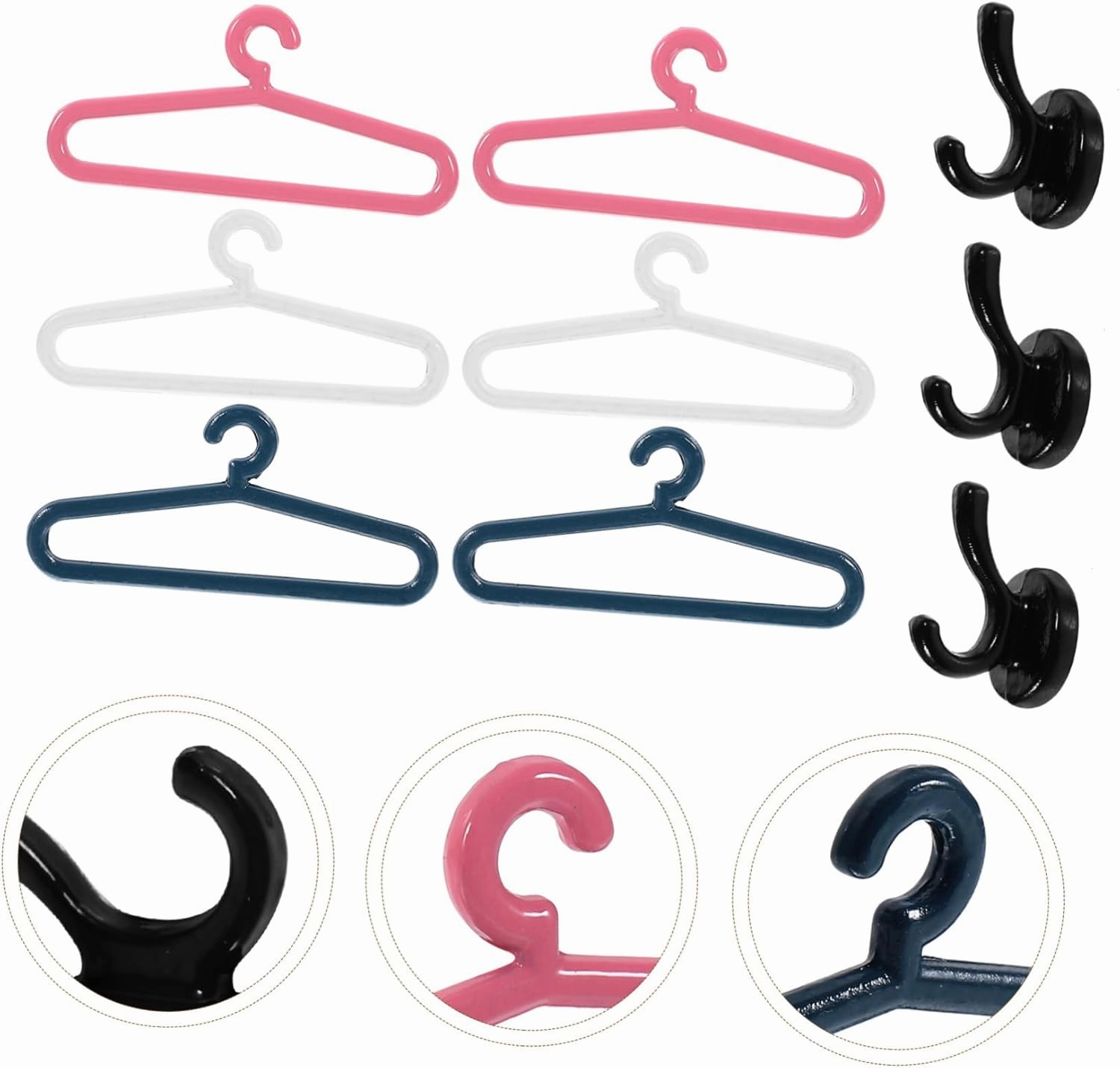 Garneck 3 Sets Mini Hooks for Dollhouse Sturdy and Easy to Install Miniature Dollhouse Hooks for Doll Clothing Hangers