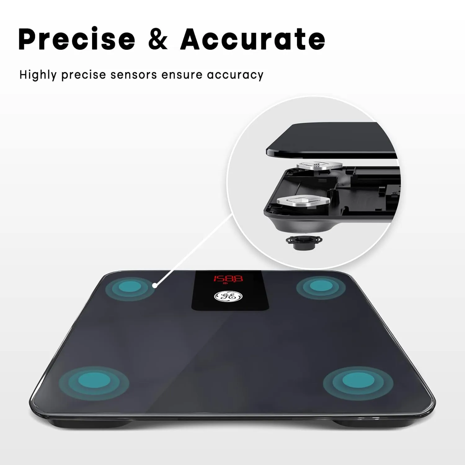 GE Digital Smart Bathroom Scale - Accurate Bluetooth Body Weight and BMI - Electronic Black Scale, 400lb Capacity