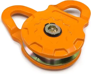 GearAmerica Mega Snatch Block Pulley, 25T (25,000 Lbs) Heavy Duty Winch Pulley for Synthetic Rope or Steel Cable, Double Winch Pulling Power, Off-Road Control Recovery Direction - 1 Pack, Orange