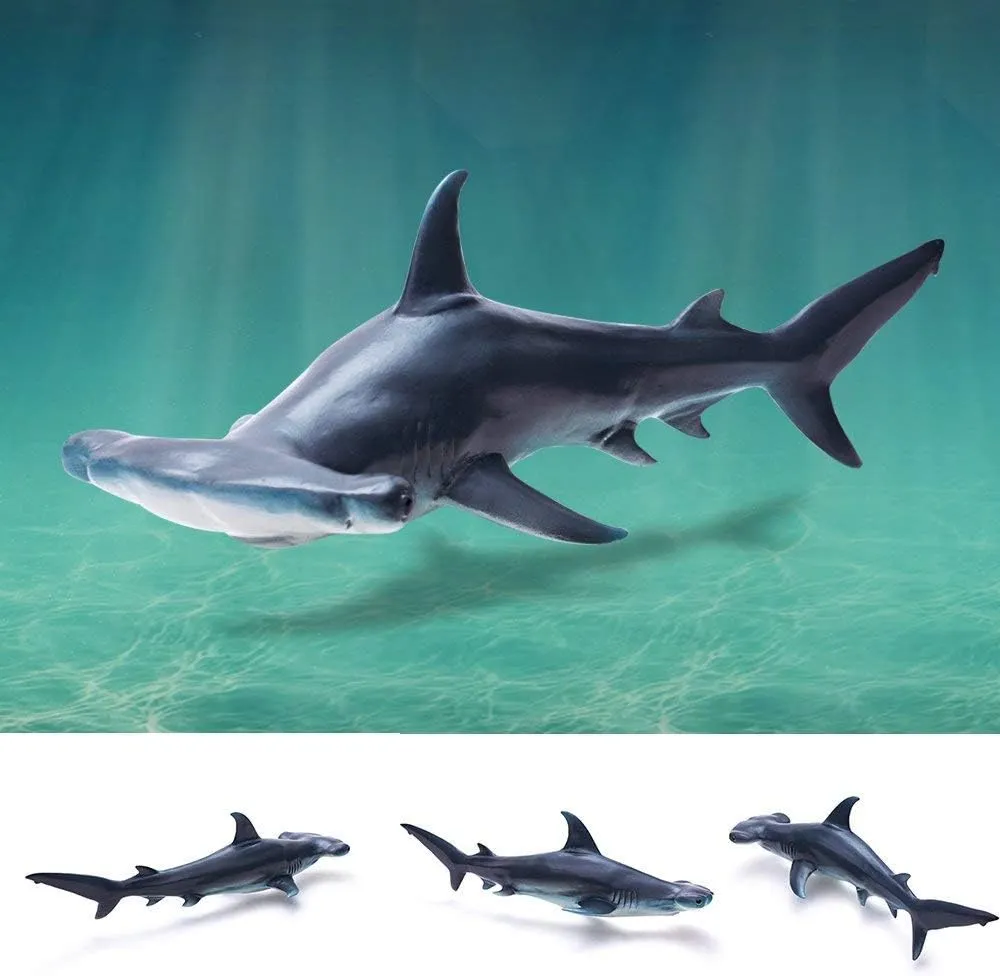 Gemini&Genius Great White Shark Hammerhead Shark Toy Set - Sea Animal Action Figure Ocean Model Toy Set -10 Inches Length -Educational, Role Play, Swim, Bath and Collectors for Kids