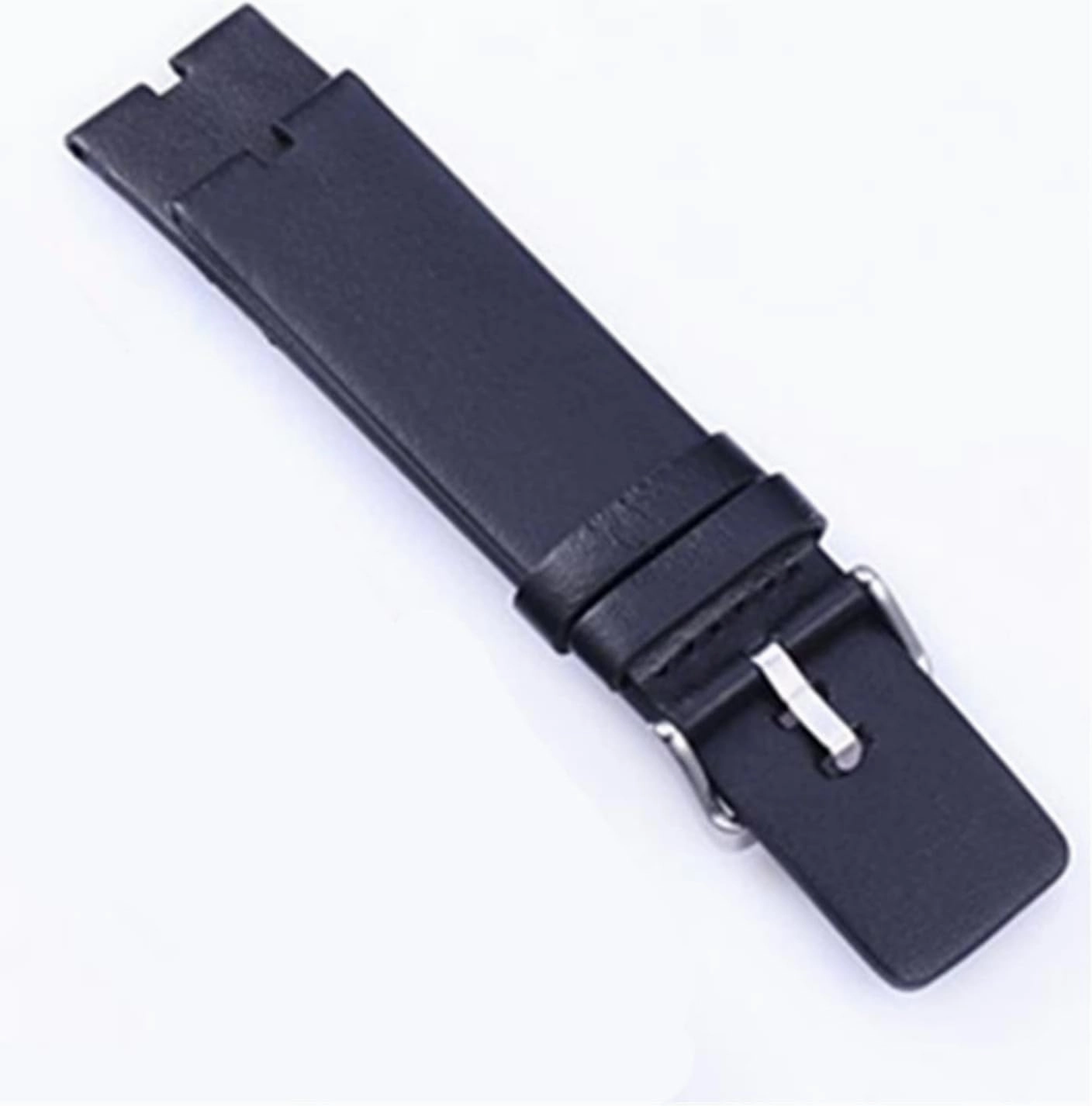 GGZONE RHAIYAN 22mm Notch Interface Mens Genuine Leather Watchbands Bracelet Compatible with Moto 360 Smart Watch Band Strap and Tool Specific (Color : Black)