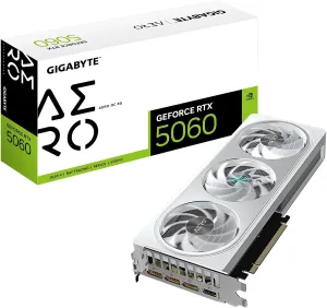 GIGABYTE GeForce RTX 5060 AERO OC 8G Graphics Card, 8GB 128-bit GDDR7, PCIe 5.0, WINDFORCE Cooling System, GV-N5060AERO OC-8GD Video Card