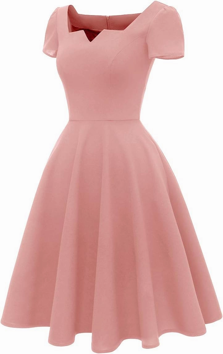 Girstunm Women's Classic Tea Dress Short Sleeve Swing Cocktail Party Dresses with Pockets