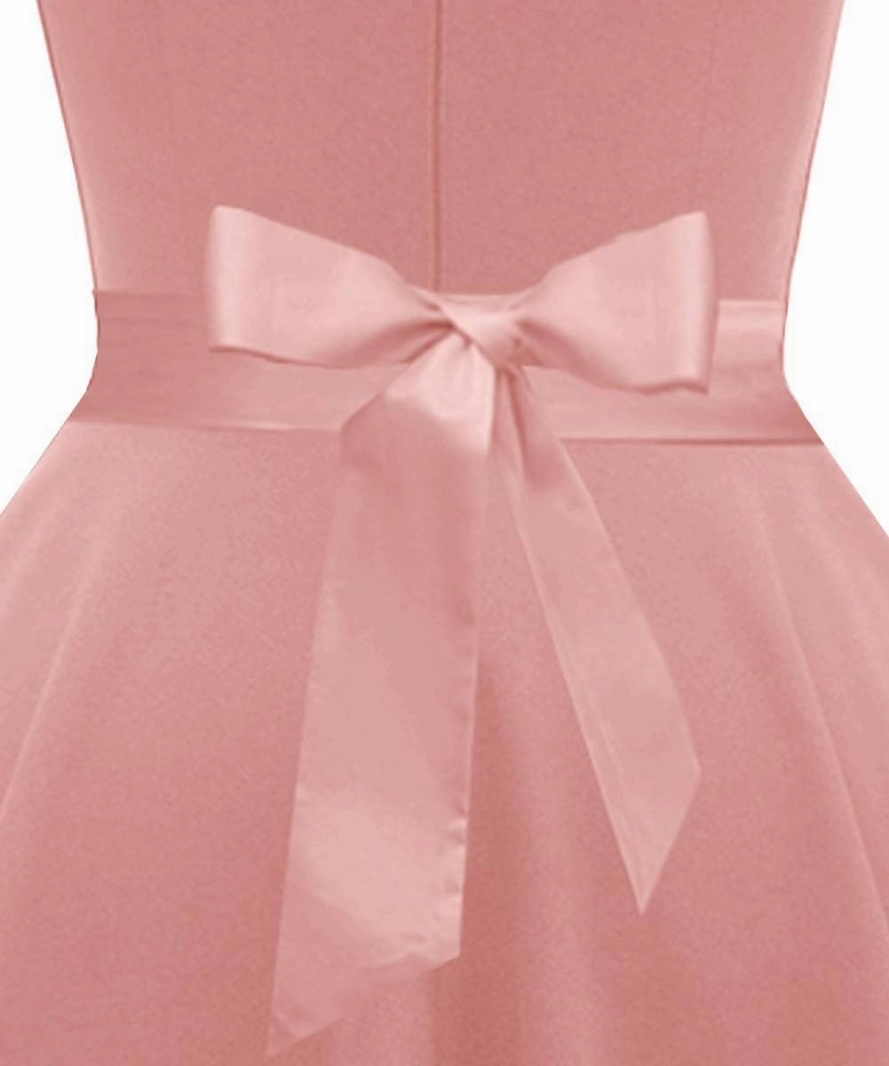 Girstunm Women's Classic Tea Dress Short Sleeve Swing Cocktail Party Dresses with Pockets