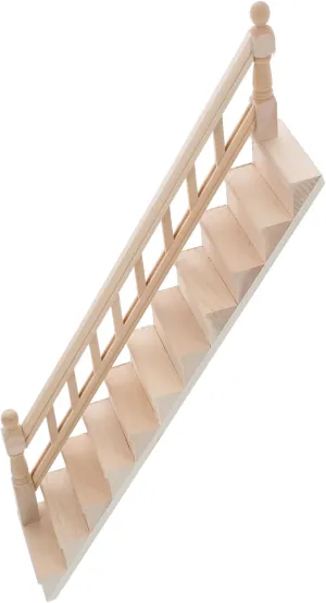 GLEAVI Mini Dollhouse Staircase with Handrail Wooden Steps Model for Fairy Garden Easy Assembly Miniature Dollhouse Accessories for DIY Decor and Displays