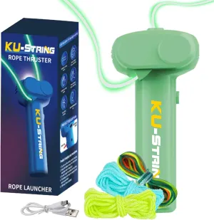 Glow-in-The-Dark Toy,Outdoor Interactive Fidget Toys,Flying KU String Loop in The Air for Endless Fun,Portable Rope Launcher for Concert & Light Show,Perfect STEM Gift for Kid & Adult (Green)