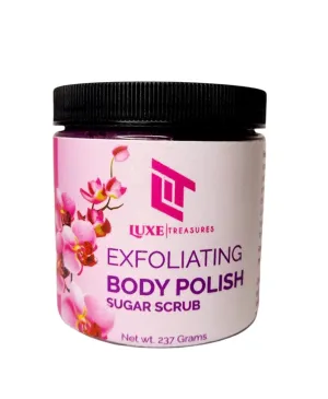 Glycolic Acid Exfoliating Body Polish (Sugar Scrub with foaming action) - Keratosis Pilaris Body Acne, Rough & Dry Skin 8. oz. - p