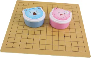 Go Chess Set Portable Educational Strategy Board Game with Bear Theme Case Dual Sided Skill Building Puzzle for Home Travel