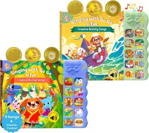 GO GO Creative Nursery Rhymes Bundle: 2 Interactive Sound Books for Toddlers 1-3, 19 Songs Total, Fun Animal & Activity Songs, Talking & Singing Baby Books, Musical Learning for Early Childhood Develo