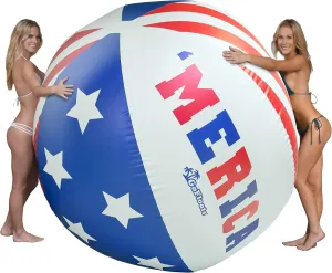 GoFloats 6 ft Giant Inflatable Beach Ball - Choose 'MERICA or Classic Design - Extra Large Jumbo Beach Ball with Patch Repair Kit Included