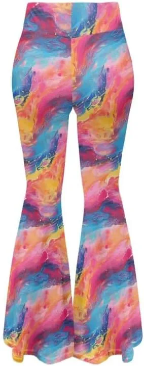 Gold China Loong Women Bootcut Yoga Pants Ditsy Floral Wide Leg Lounge Pants Retro Rose Elastic Casual Leggings