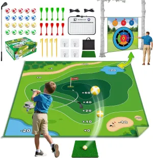 Golf Game Set with Practice Mat, Golf Club, Balls, Scoring Board and Accessories