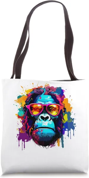 Gorilla Colorful Crazy Rave Trance Abstract Tote Bag