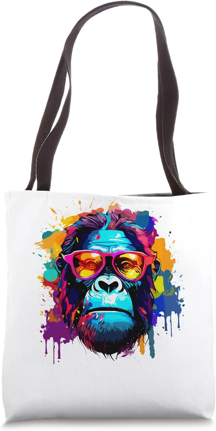 Gorilla Colorful Crazy Rave Trance Abstract Tote Bag
