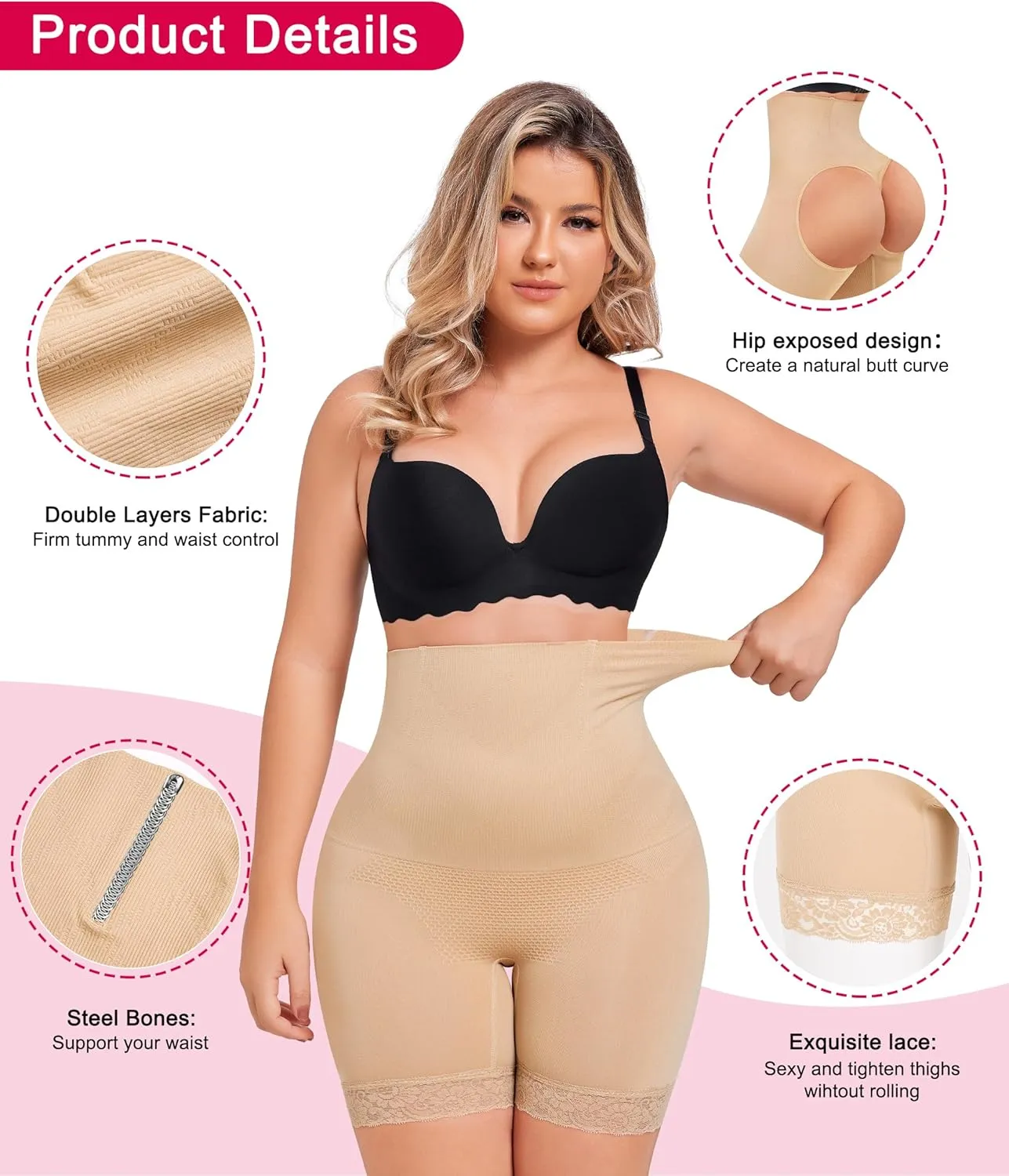 Gotoly Hourglass Figure Butt Lifter Shaper Panties Tummy Control High Waisted BoyShort…