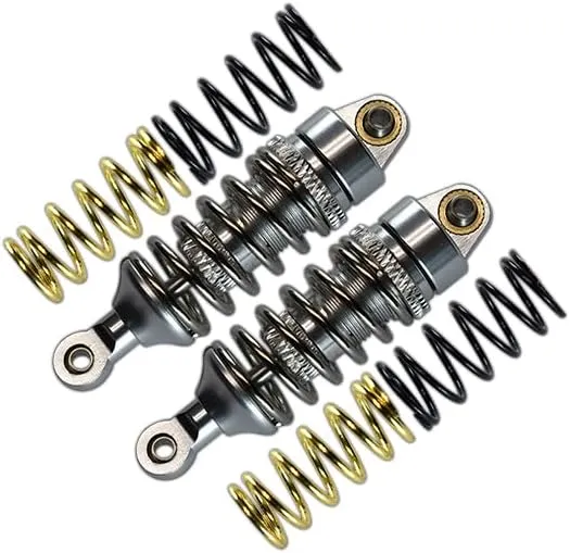 GPM For Traxxas 1/16 Mini E-Revo, Mini Slash, Mini Summit Upgrade Parts Aluminum Front/Rear Adjustable Spring Damper (1.2mm,1.3mm & 1.4mm Coil Springs) With Aluminum Ball Ends - 1Pr Set Silver