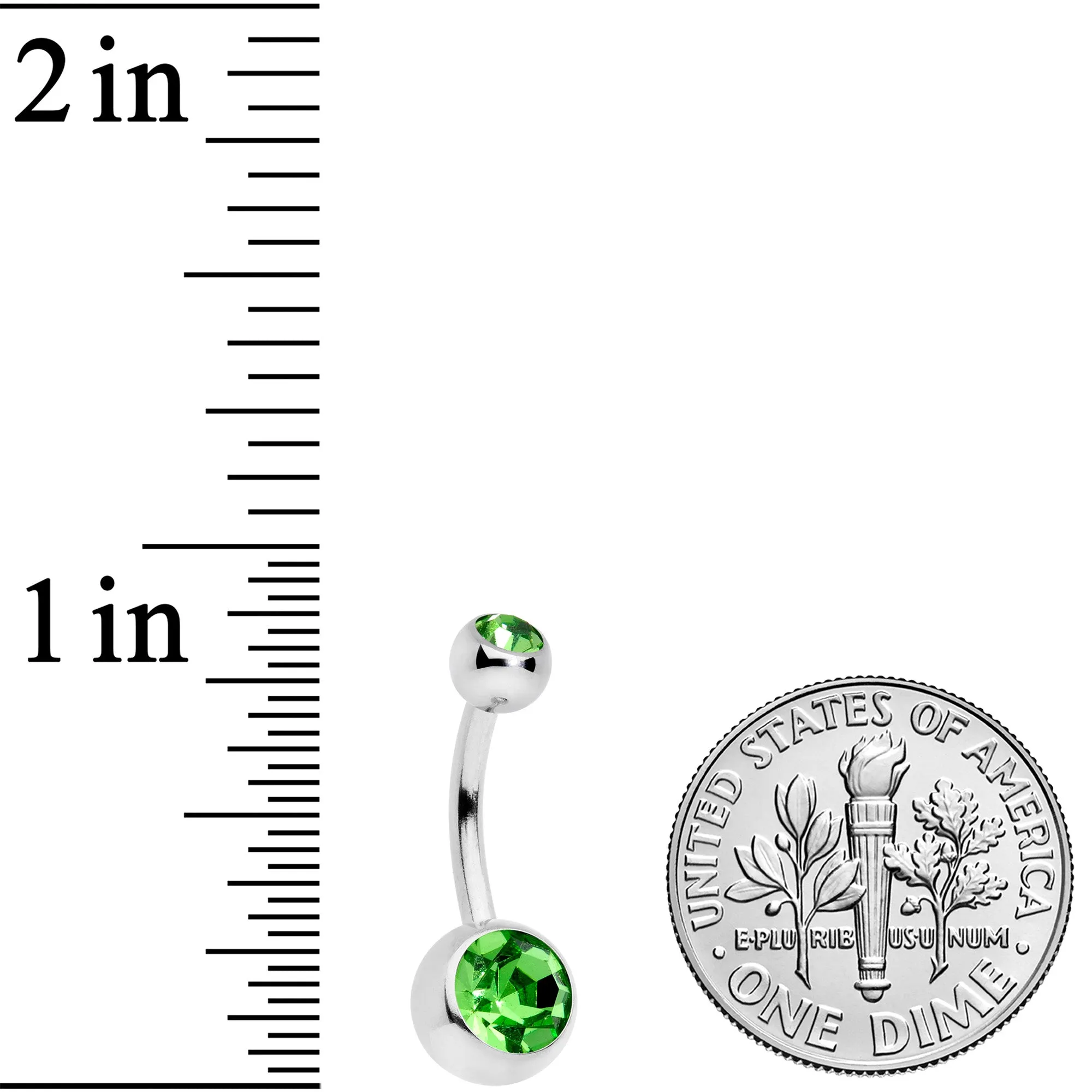 Green Gem Glow Sandblasted Multicolor Belly Ring Set of 4
