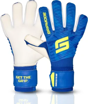 GRIPMODE Classic Blue Negative Cut Goalkeeper Gloves Adult and Child with Griptec® Latex Lining I Suitable in All Weather I Football Goal Protection for Children, Teenagers & Adults