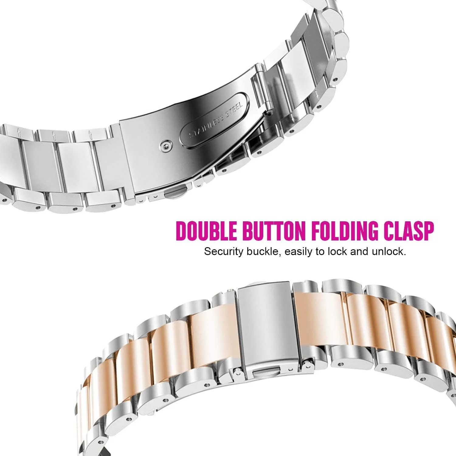 GTX13, GTX12 Smart Watches Band, 22mm Stainless Steel Metal Replacement Straps Compatible for Fitpolo GTX12, ENOMIR GTX12, Tensky GTX12, uaue T60, QXQ T60, QCOQ T60 Smart Watches