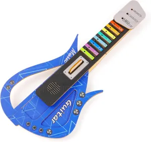 Guitar Toy for Kids DIY Electronic Wooden Play Guitar Kit, Keyboard Piano Music Toys Musical Instruments Game for 5-12 Year Old Children Toddler Boys Girl (Blue)