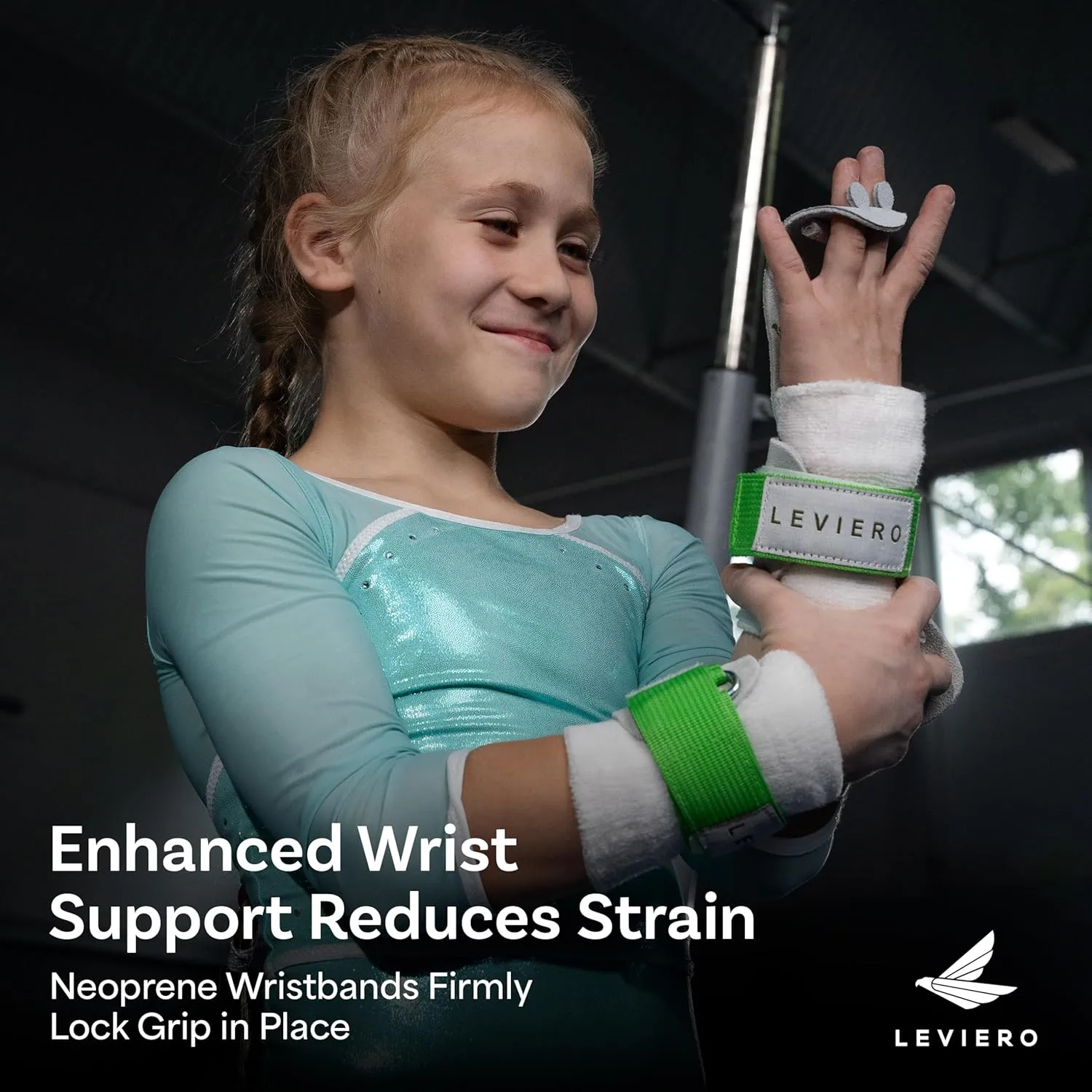 Gymnastics Grips Set Narrow Nippers, Grips for Gymnastics Girls, Dowel Grips with Soft Leather, Hook and Loop Wrist Straps, and Adjustable Finger Holes, for All Ages