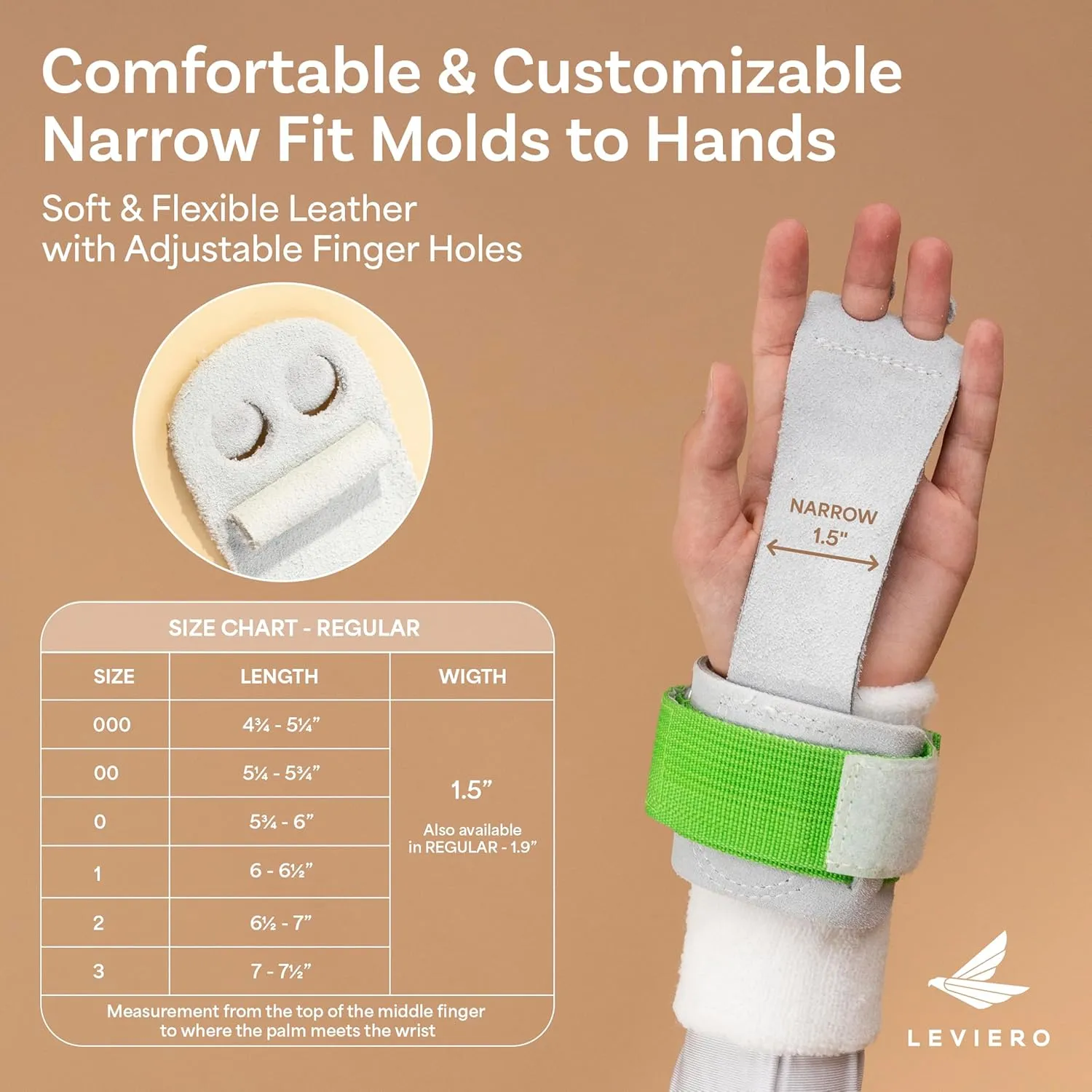 Gymnastics Grips Set Narrow Nippers, Grips for Gymnastics Girls, Dowel Grips with Soft Leather, Hook and Loop Wrist Straps, and Adjustable Finger Holes, for All Ages