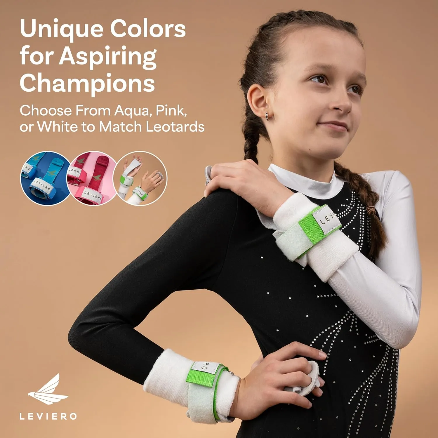 Gymnastics Grips Set Narrow Nippers, Grips for Gymnastics Girls, Dowel Grips with Soft Leather, Hook and Loop Wrist Straps, and Adjustable Finger Holes, for All Ages