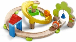 HABA Kullerbu Spiral Track - 26 Piece Wood & Plastic Ball Track Set with Crazy Curves & Bell Age 2 
