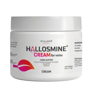 Hallosmine CREAM for Veins, Diosmin Hesperedin   Horse Chestnut   Aloe Vera, Varicose Veins Cream, Spider Veins for Legs, Diosmin Circulation Supplement, Heavy Legs - Use Twice a Day (04 Oz, 112g)