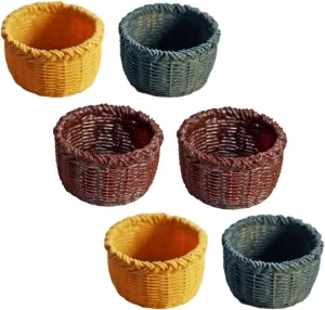 HANABASS 4sets 6pcs Mini House Baskets Ornaments for Dollhouse Decoration Creative Baskets and Natural Colors for Miniature Landscaping and Craft Projects 6pcs*4