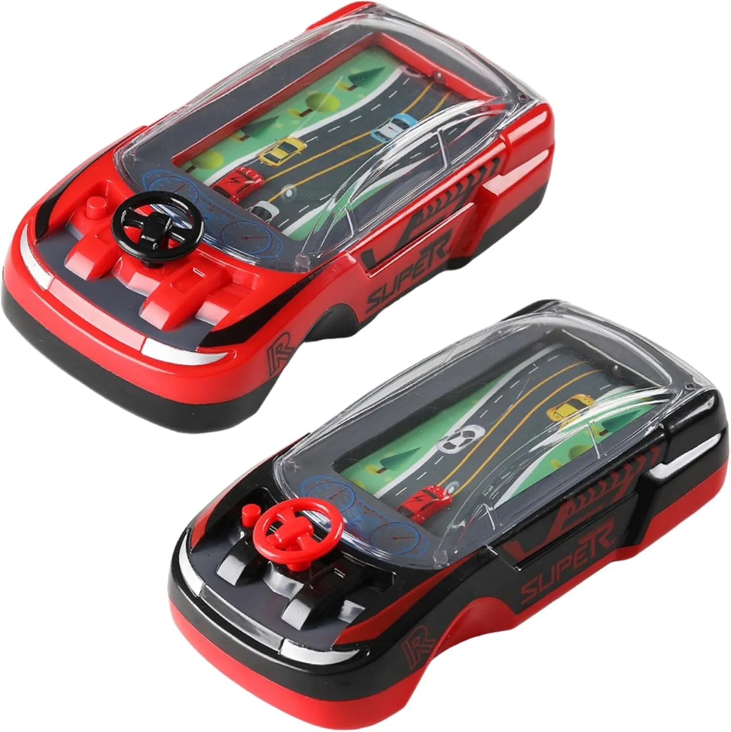 Handheld Games for Kids Ages 3 , 2 Speed Adjustable Driving Games with Music and Light, Interactive Plastic Car Racing Steering Wheel Toy, Black