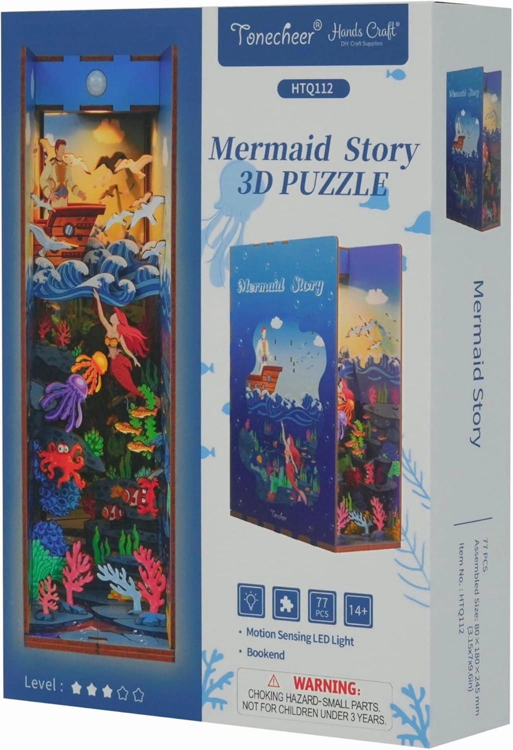 Hands Craft DIY Miniature Kit Book Nook – Mermaid Story | Mystical Underwater Scene | Intricate Design, Oceanic Charm | LED Lights | Dreamy Bookshelf Decor | Gift for Classic Story & Mermaid Fans