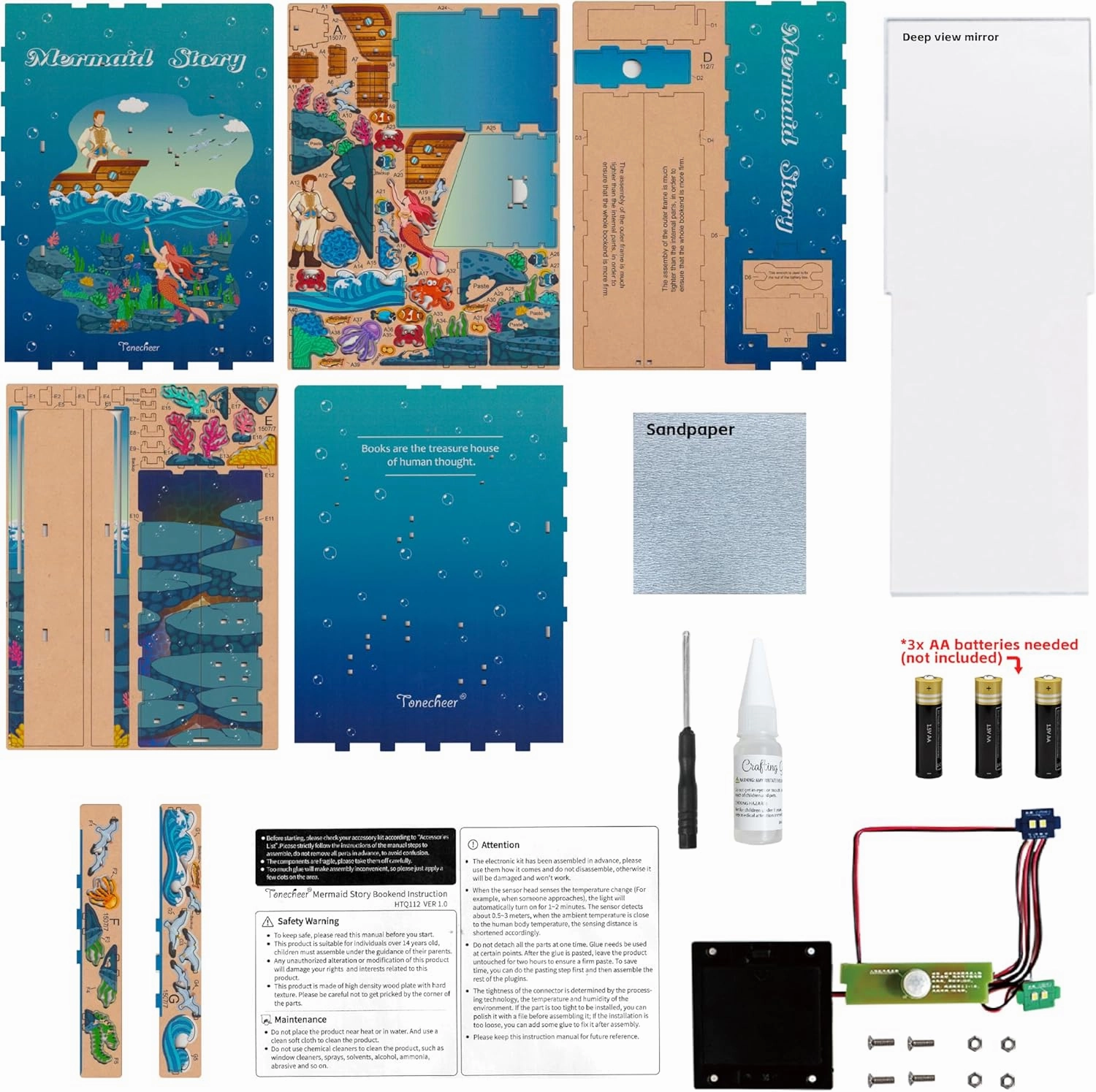Hands Craft DIY Miniature Kit Book Nook – Mermaid Story | Mystical Underwater Scene | Intricate Design, Oceanic Charm | LED Lights | Dreamy Bookshelf Decor | Gift for Classic Story & Mermaid Fans