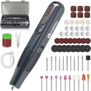 HARDELL Cordless Rotary Tool Kit 8V, 5-Speed Rotary Tools with Digital Display & Auto-Lock Chuck, 61pcs Quick-Change Power Rotary Tool with Light for Drilling, Engraving, Pet Grooming, DIY Crafts