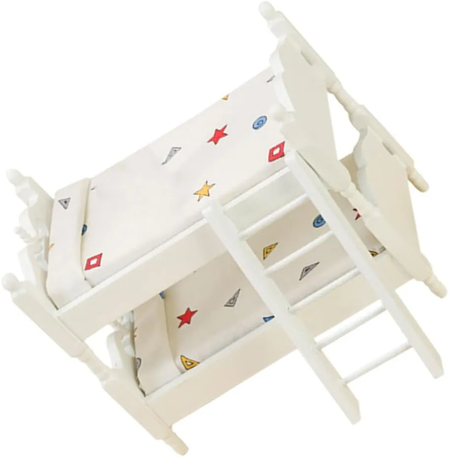 Healifty Miniature Dollhouse Furniture 1 12 Scale - Wooden Dollhouse Bed Set - Doll House Furniture Toys Incl Doll Bed, Desk, Books, blackboards and Other Dollhouse Accessories