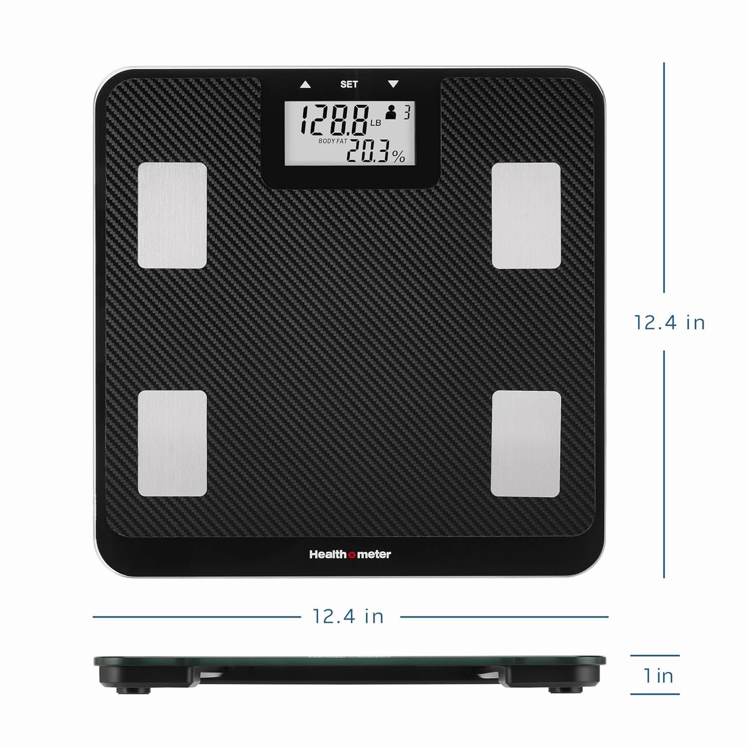 Health o meter Digital Body Composition Scale – Tracks BMI, Body Fat & Water, Multi-User, 500 lb Capacity, Carbon Fiber Platform, Backlit Display, Step-On Tech, 3 AAA Batteries, 5-Year Warranty