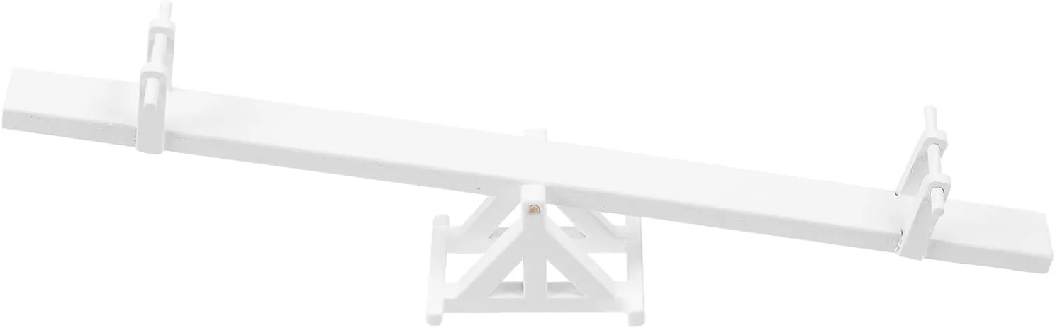 HEMOTON 1pc Mini Seesaw Wooden Seesaw, Dollhouse Playground Equipment Desktop Accessories,Miniature Seesaw Decors Miniature Seesaw Model,Micro Landscape Decoration, White,7.8 * 1.3 in