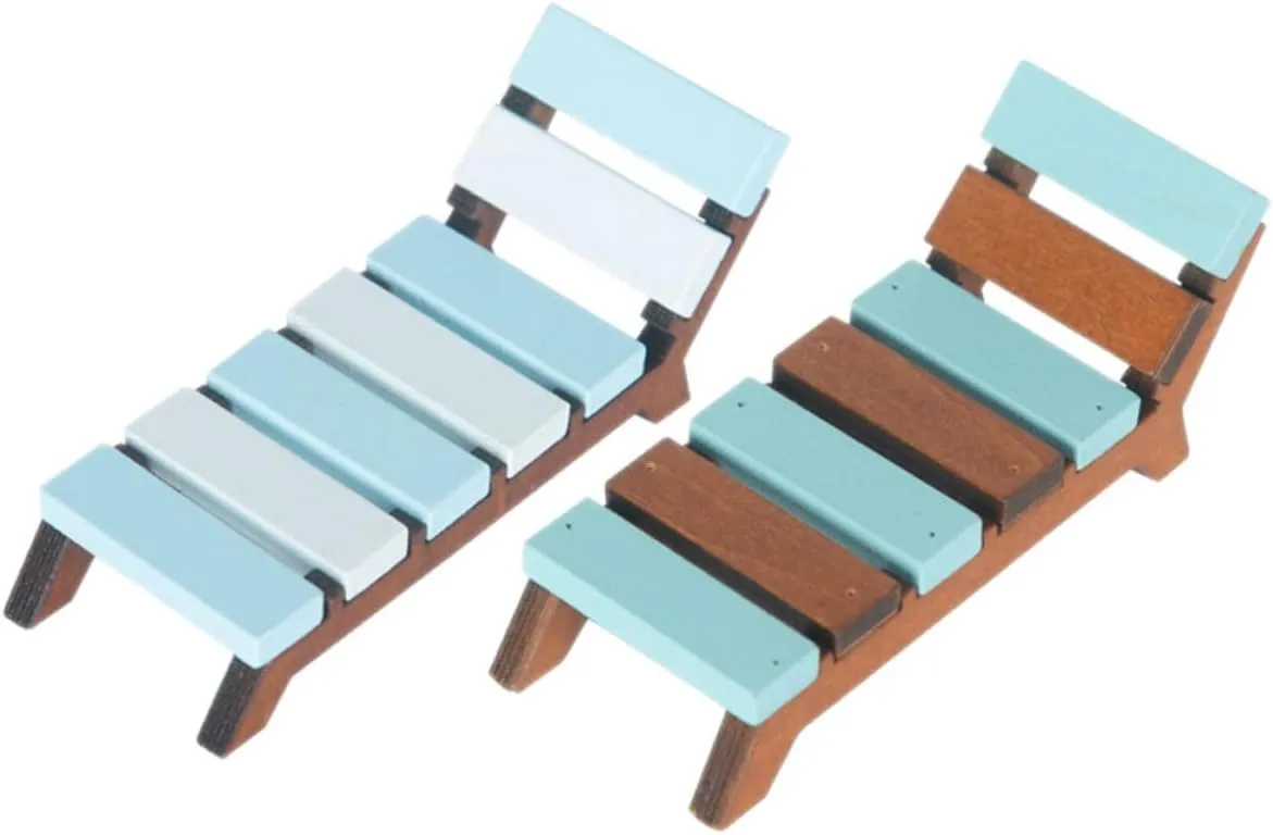 Hemoton 8pcs Miniature Dollhouse Lounge Chairs Cute Beach Recliners for Scale Model Safe Materials for Boys and Girls Crafts Birthday Parties and Educational Decor