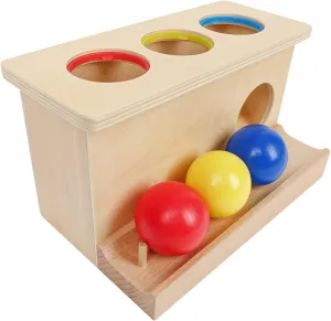 Hidoggy Montessori Toy Baby Push Object Permanence Ball Box Toy 2-in-1 Wooden Ball Drop Toy Montessori Toy for Babies 6-12 Months Development Toy Gift for Toddlers