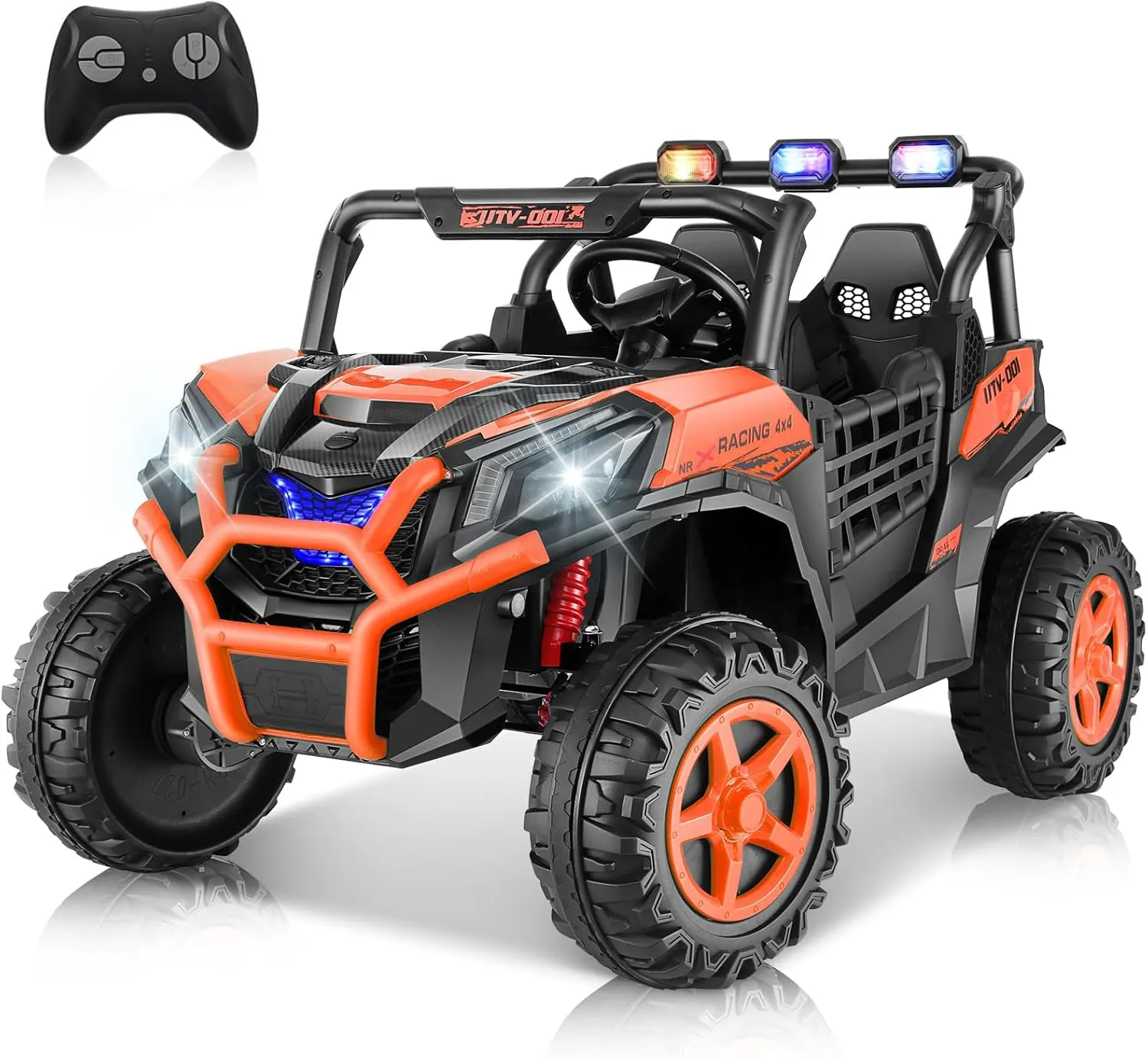 Hikole 24V Ride On Toys for Big Kids, 2 Seater Power Wheels 24V Electric Truck w/Remote Control, 20" Spacious Seat, 4 Shock Absorbers, Music, Bluetooth, Kids UTV for Boys Girls, Orange