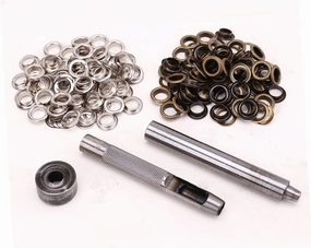 Holibanna 100Set Grommets Kit Sturdy Brass Eyelets Button Set for Shoes Clothing Crafts Silver Antique Brass Inner Diameter with Tools for DIY Projects