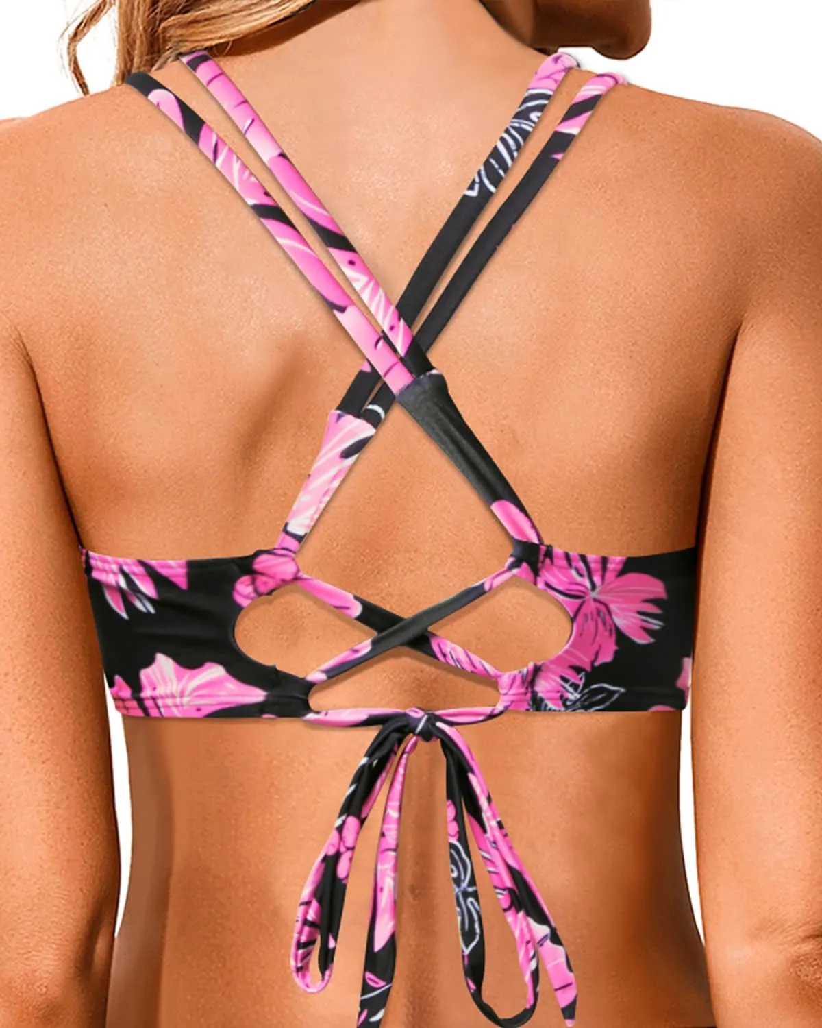 Holipick Women's Twist Front Bikini Tops - Push Up Bathing Suit Top Padded Swimsuit Top
