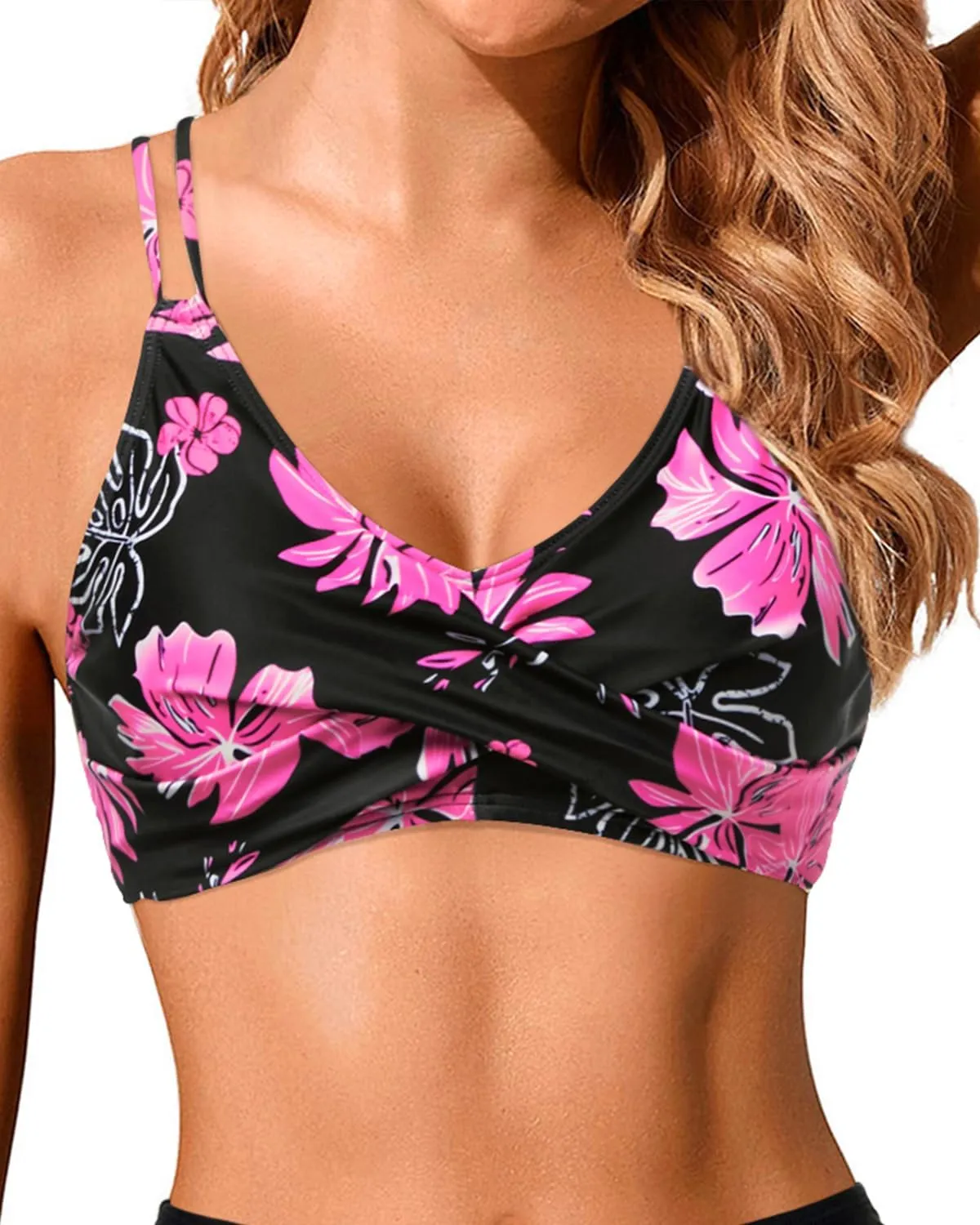Holipick Women's Twist Front Bikini Tops - Push Up Bathing Suit Top Padded Swimsuit Top