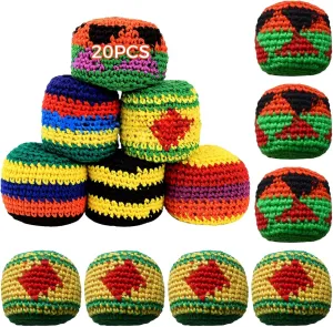 Homaisson Cornhole Ball Set, 20 Knitted Designs, Bright Striped Patterns, Plush Material, Filling, Colorful Games for All Ages, Suitable for Various Activities (1.97 * 1.97 inches, Colorful)