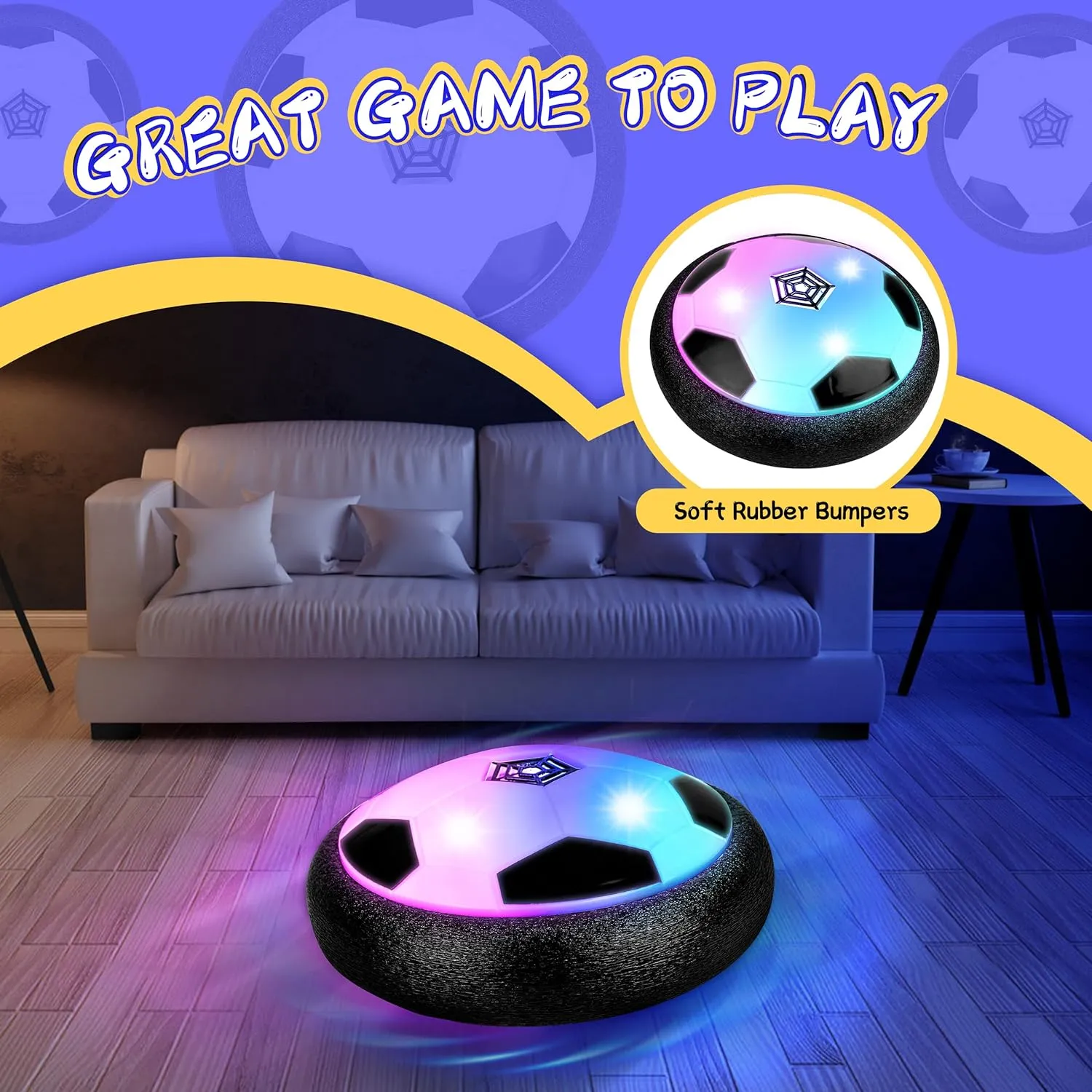 HopeRock Hover Soccer Ball Toys for 3-12 Year Old Boys Girls, Indoor and Outdoor Creative Toys for Toddlers with Foam Bumper, Birthday Gifts for 3 4 5 6 7 8  Year Old Children's