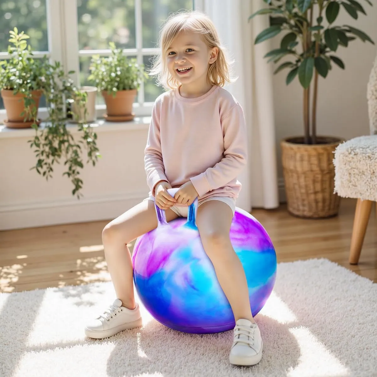 Hopper Balls for Kids 3-6, 18 Inches Bouncy Ball with Handle, 18" Inflatable Bouncing Hopper, 45cm Jumping Toys, Garden Hopping Toys Girls Boys Gifts