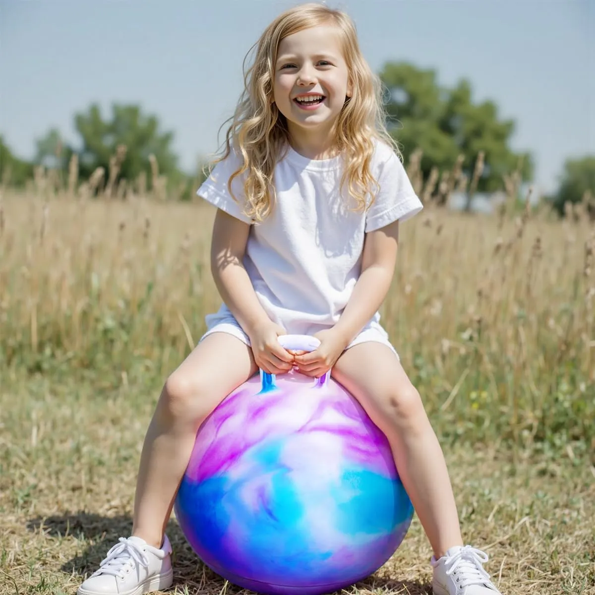 Hopper Balls for Kids 3-6, 18 Inches Bouncy Ball with Handle, 18" Inflatable Bouncing Hopper, 45cm Jumping Toys, Garden Hopping Toys Girls Boys Gifts