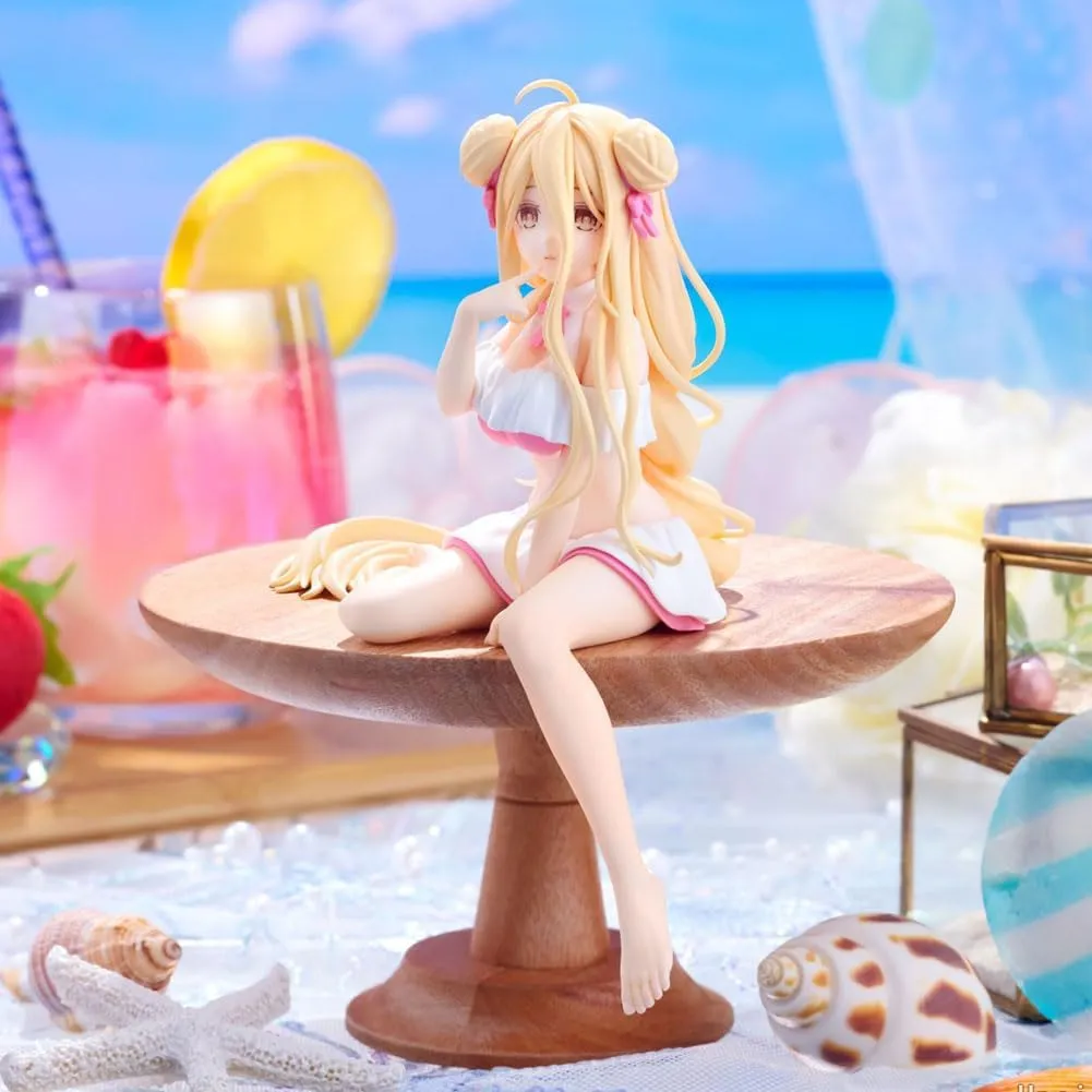 Hoshimiya Mukuro Figurine Swimsuit Sitting Figure 5.12" Cute Anime Girl Figure Hoshimiya Mukuro Statue Decoration Desktop Collections