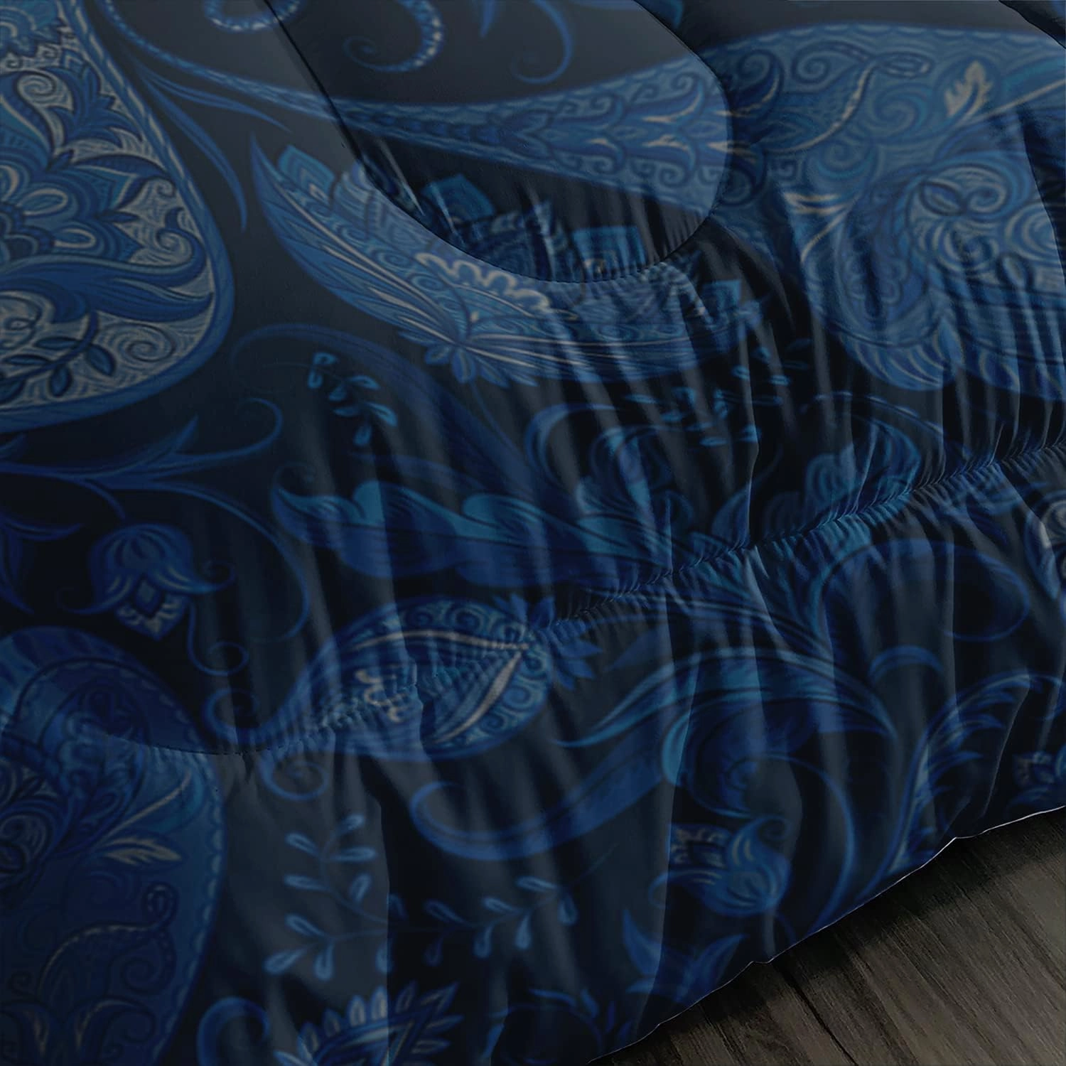 HOSIMA Blue Butterfly Comforter Set for Girls Bedroom Set,Mandala Bedding Boho Floral Twin Comforter Set,Butterfly Print Bed Set Queen Size with 2 Pillowcases.