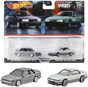 Hot Wheels HYF04 Premium 2-Pack '91 Nissan Sentra SE-R/Nissan Silvia (S13) [Mini Car] [3 Years Old and Up]